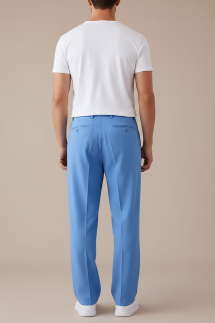 Pantalon Tailleur Fluide - Bleu Polyester - vue 2
