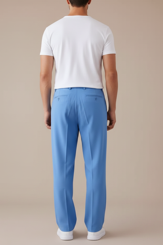 Pantalon Tailleur Fluide - Bleu Polyester - vue 2