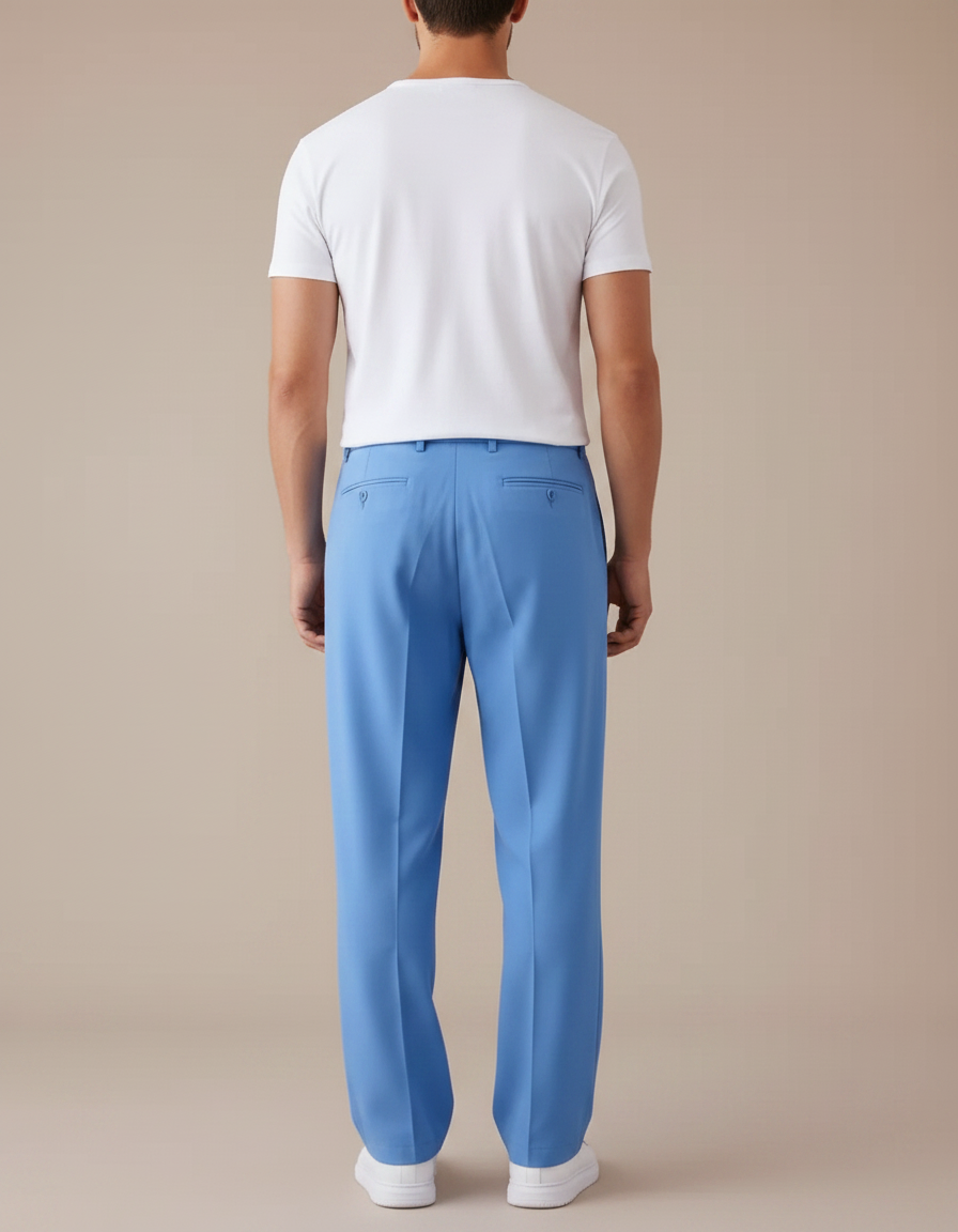Pantalon Tailleur Fluide - Bleu Polyester - vue 2