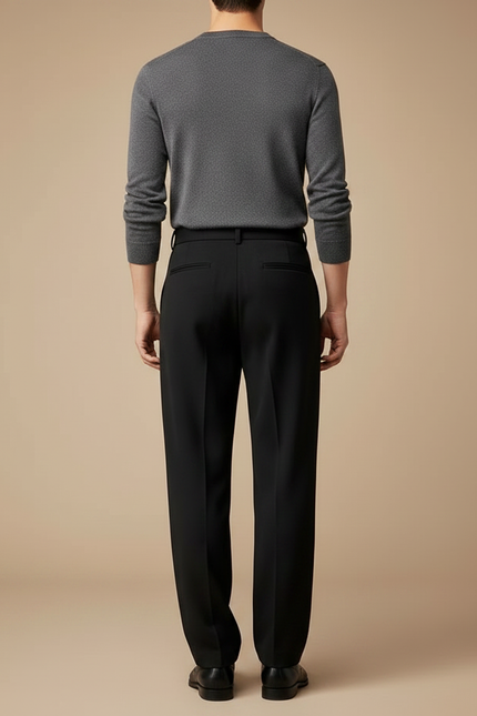 Pantalon Fluide Noir Ample Plissé Homme Élégant - Polyester - vue 2