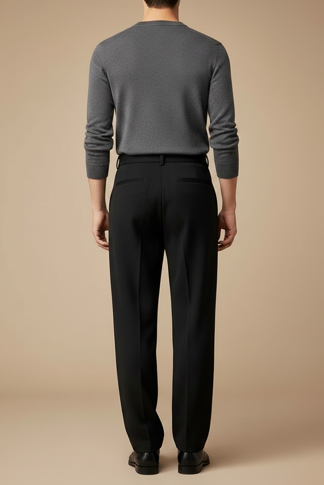 Pantalon Fluide Noir Ample Plissé Homme Élégant - Polyester - vue 2