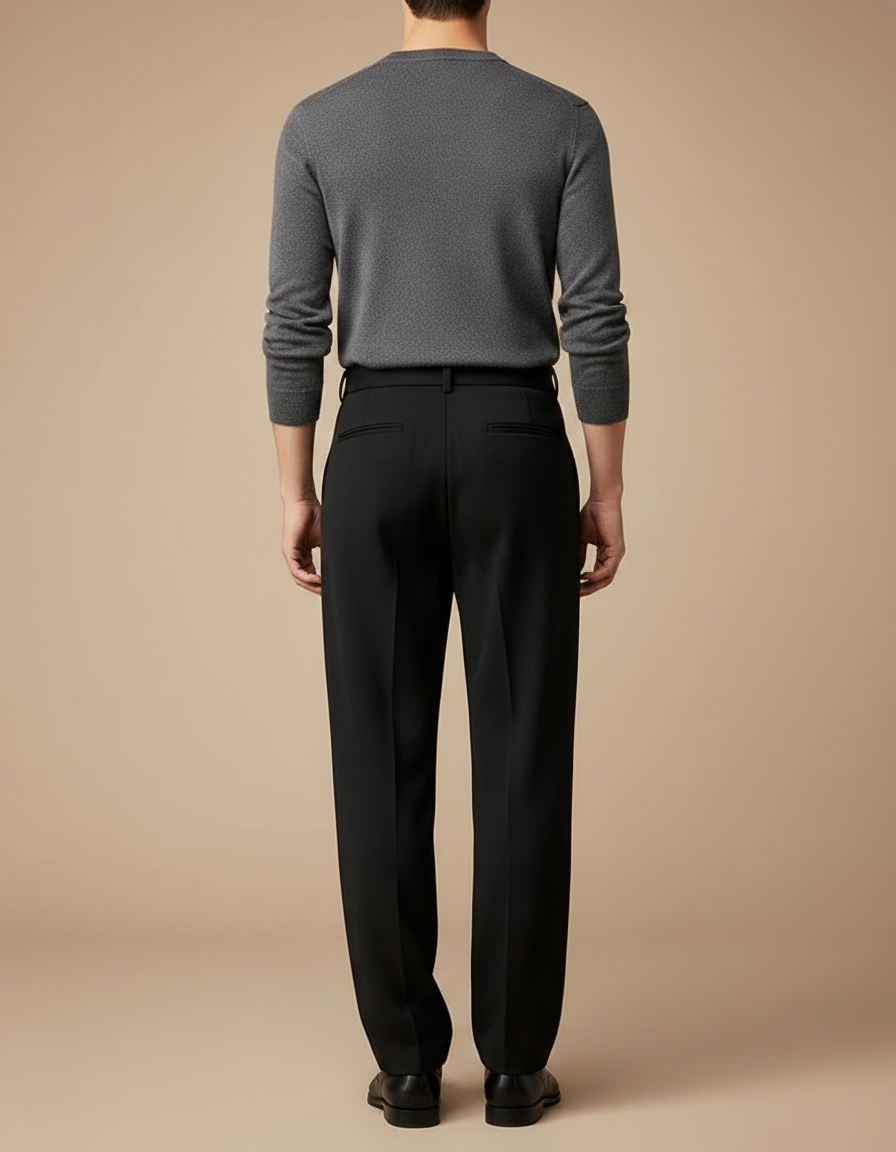 Pantalon Fluide Noir Ample Plissé Homme Élégant - Polyester - vue 2