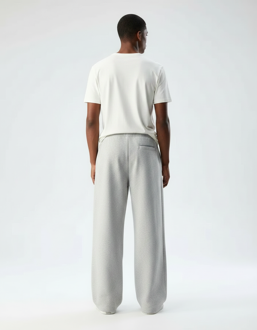Pantalon Fluide Gris Ample Décontracté Molleton Homme - vue 2