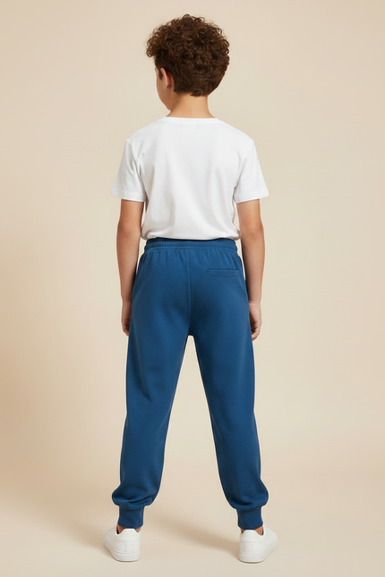 Pantalon Fluide Bleu Marine Ample Cordon Enfant Jogger - Molleton - vue 2