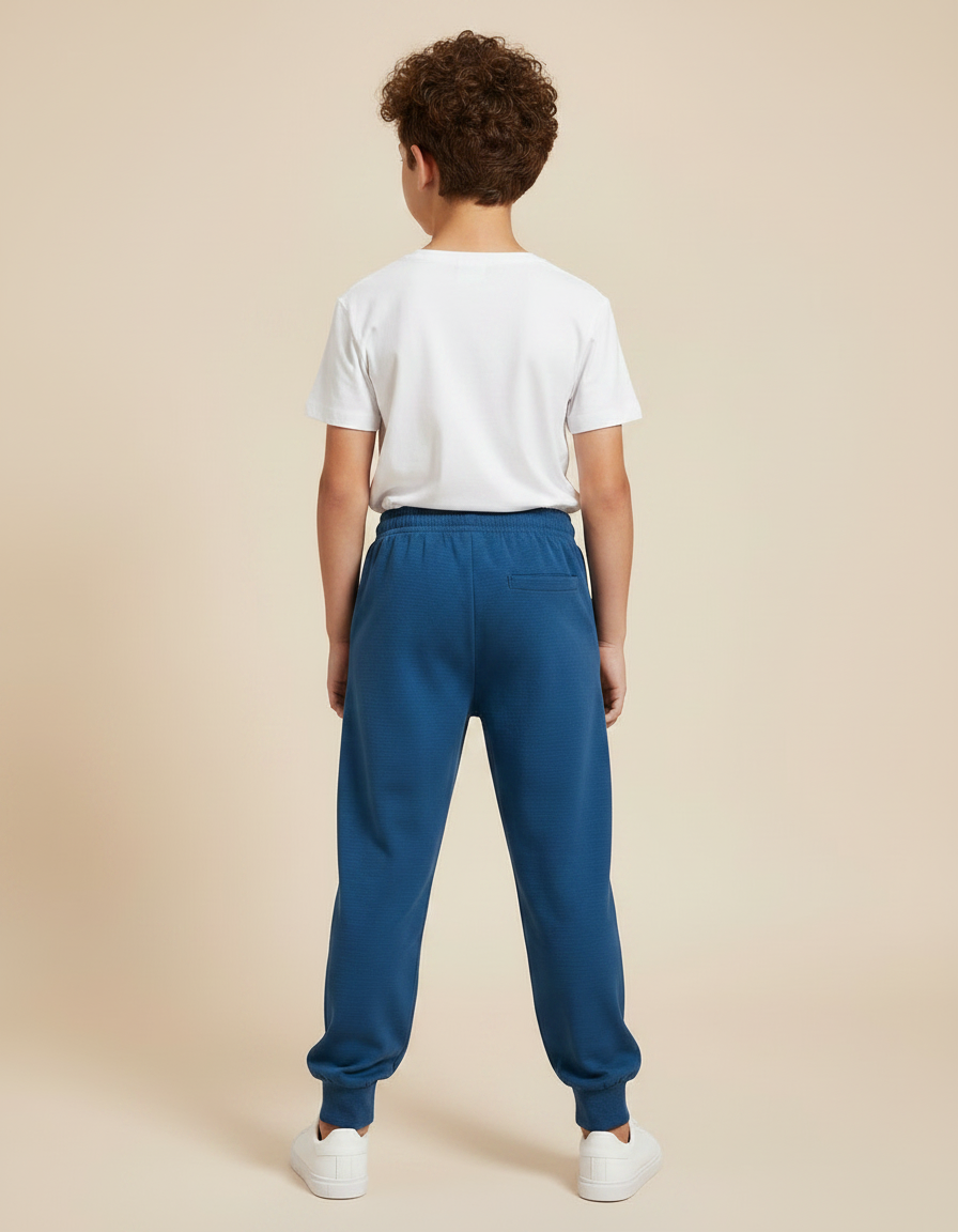 Pantalon Fluide Bleu Marine Ample Cordon Enfant Jogger - Molleton - vue 2
