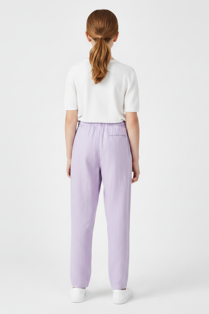 Pantalon Fluide Violet Lin Ample Décontracté Fille - vue 2