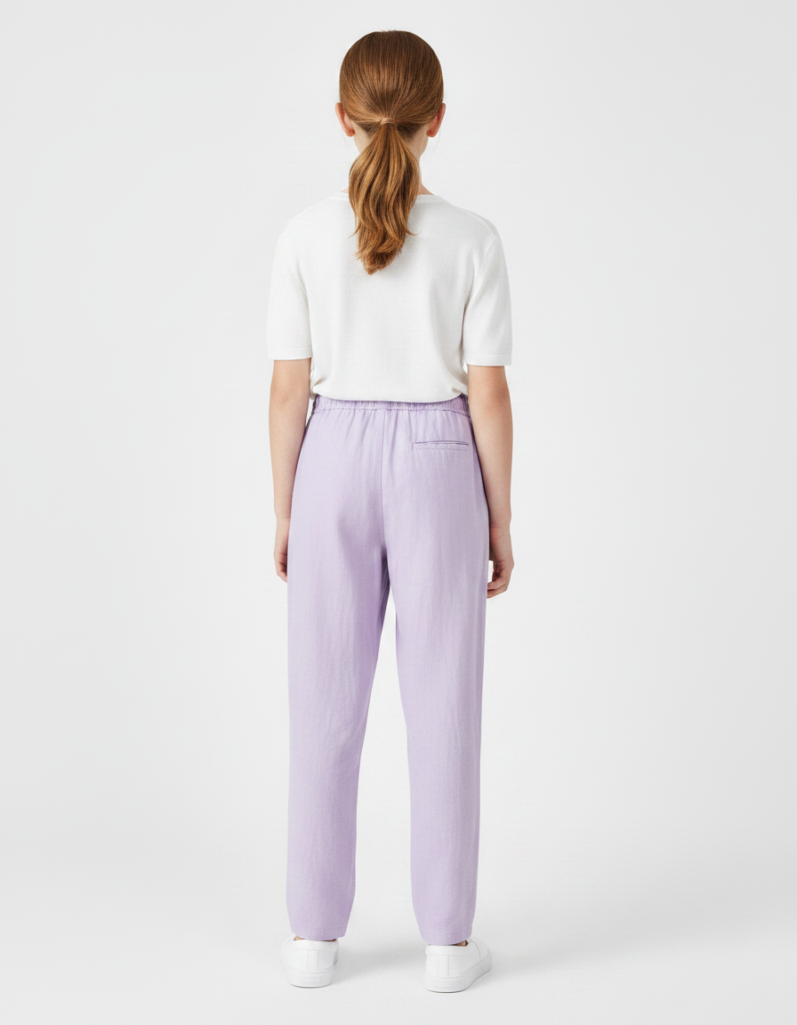 Pantalon Fluide Violet Lin Ample Décontracté Fille - vue 2