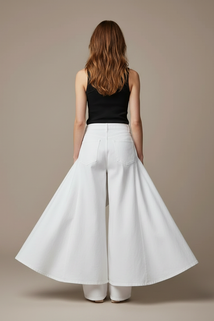 Pantalon Fluide Ouvert Devant - Blanc Jean - vue 2