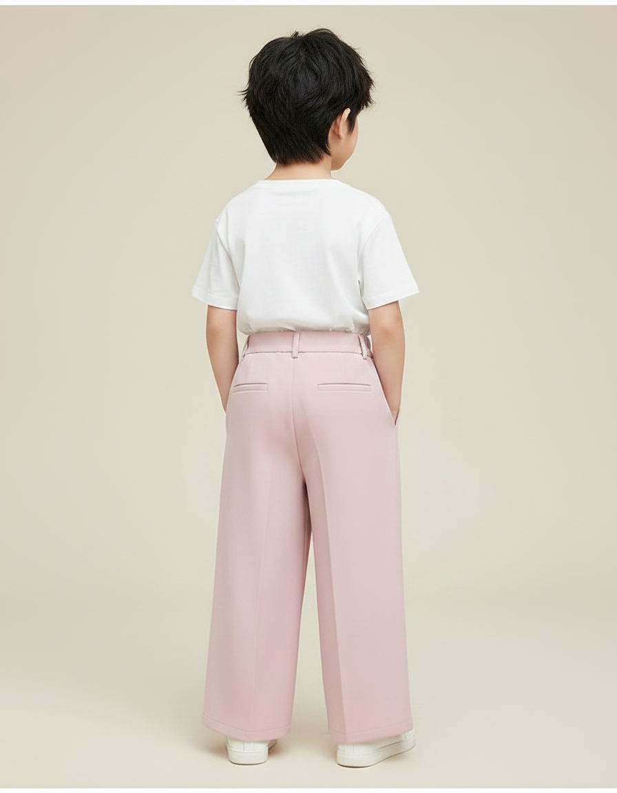 Pantalon Fluide Rose Ample Plissé Décontracté Enfant - Polyester - vue 2