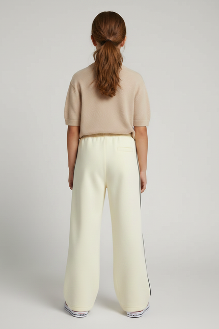 Pantalon Fluide Écru Large Sport Rayures Confortable - Jaune Molleton - vue 2