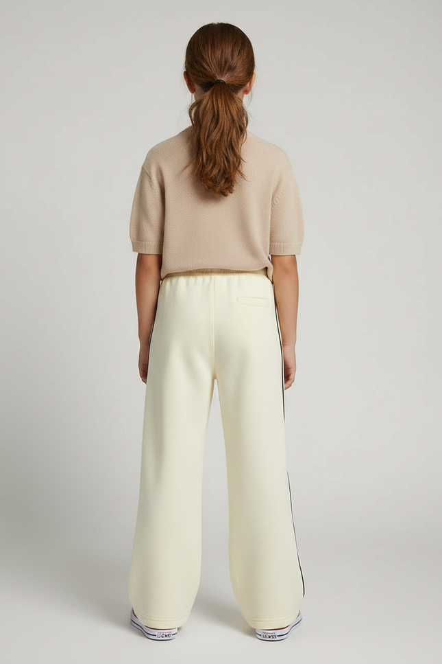 Pantalon Fluide Écru Large Sport Rayures Confortable - Jaune Molleton - vue 2