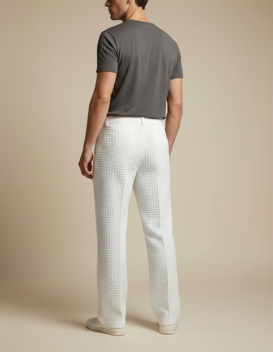 Pantalon Fluide Gaufré - Blanc Coton - vue 2