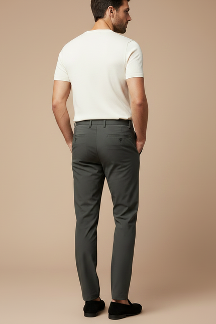 Pantalon Fluide Cintré - Kaki Polyester - vue 2