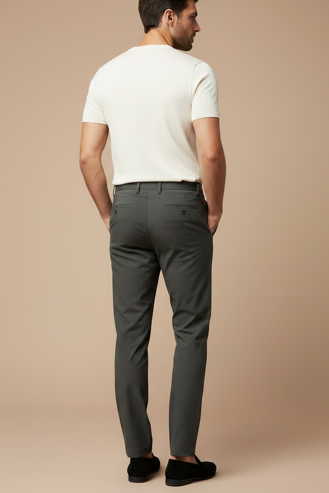 Pantalon Fluide Cintré - Kaki Polyester - vue 2