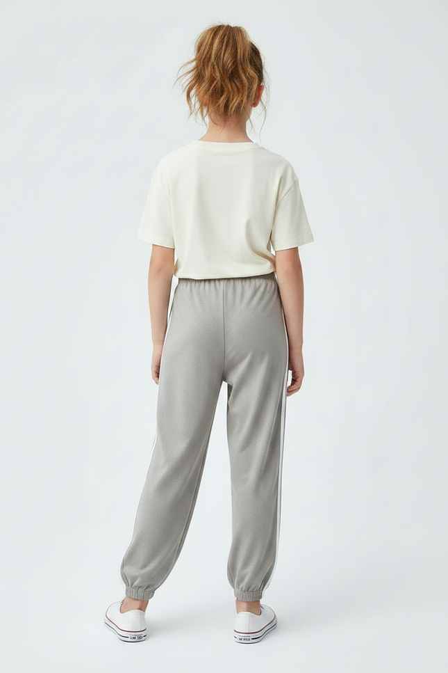 Pantalon Fluide Gris Ample Décontracté Sport Enfant - Molleton - vue 2