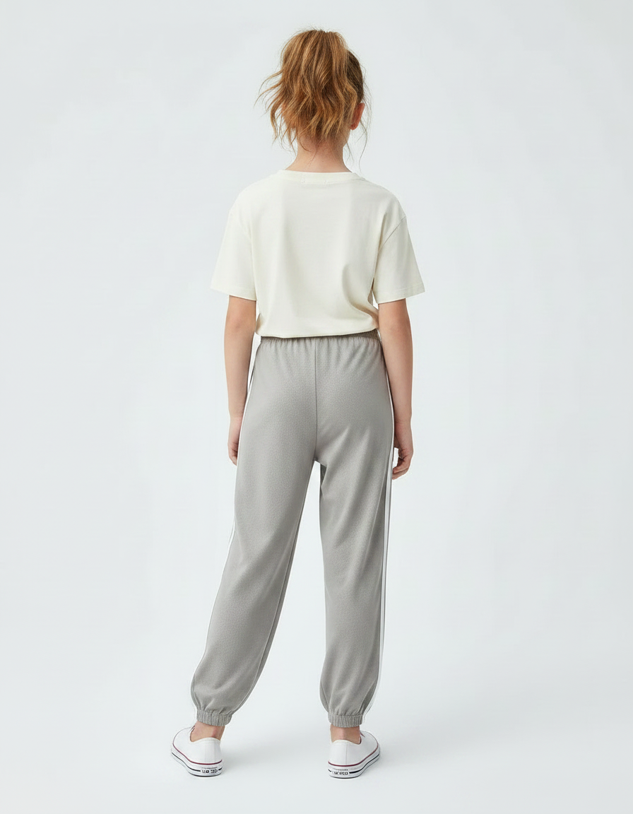 Pantalon Fluide Gris Ample Décontracté Sport Enfant - Molleton - vue 2