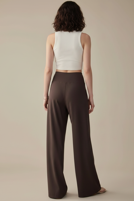 Pantalon Fluide Marron Ample Taille Haute Confortable - Viscose - vue 2