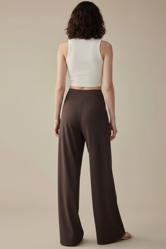 Pantalon Fluide Marron Ample Taille Haute Confortable - Viscose - vue 2