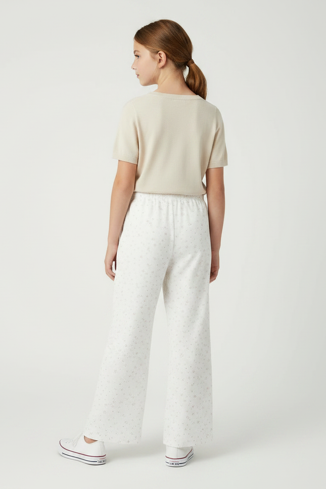 Pantalon Fluide Blanc Imprimé Ample Confortable Enfant - Molleton - vue 2