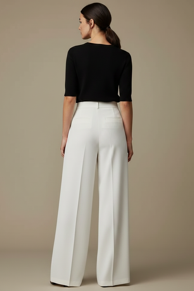 Pantalon Fluide Ceremonie - Blanc Polyester - vue 2