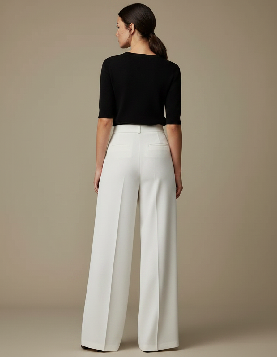 Pantalon Fluide Ceremonie - Blanc Polyester - vue 2