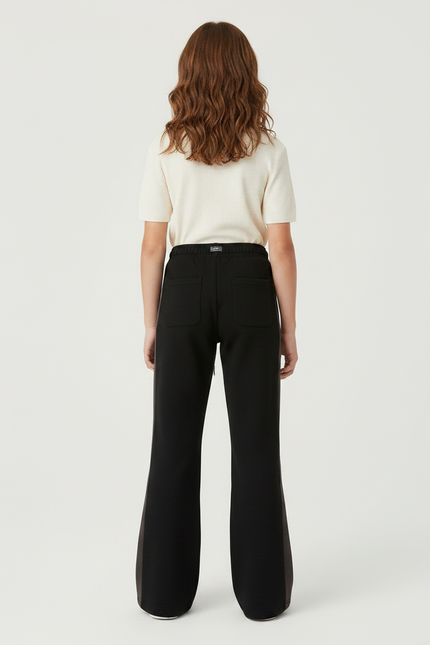 Pantalon Fluide Noir Ample Imprimé Flammes Sportif Décontracté - Molleton - vue 2