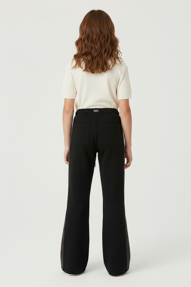 Pantalon Fluide Noir Ample Imprimé Flammes Sportif Décontracté - Molleton - vue 2