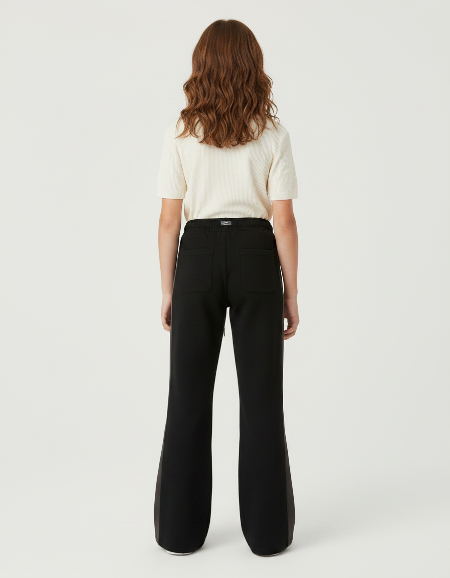 Pantalon Fluide Noir Ample Imprimé Flammes Sportif Décontracté - Molleton - vue 2