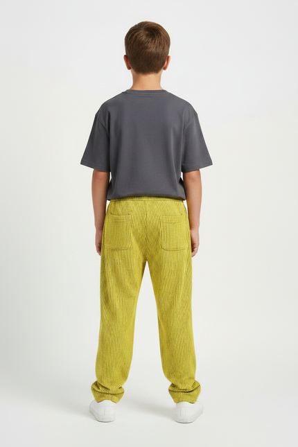 Pantalon Fluide Jaune Rayé Imprimé Décontracté Garçon - Molleton - vue 2