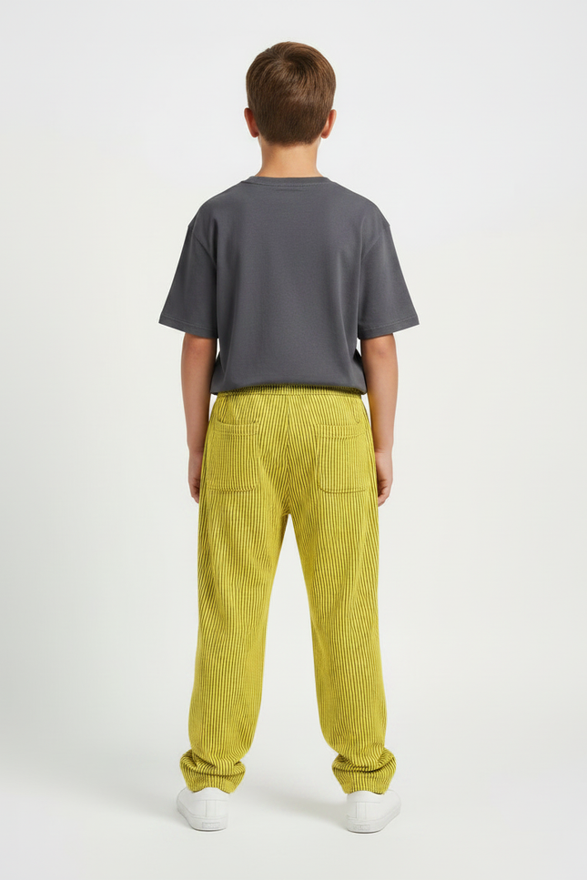 Pantalon Fluide Jaune Rayé Imprimé Décontracté Garçon - Molleton - vue 2