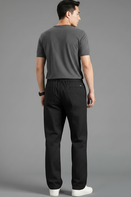 Pantalon Fluide Homme Noir Coupe Ample Viscose Été - Polyester - vue 2