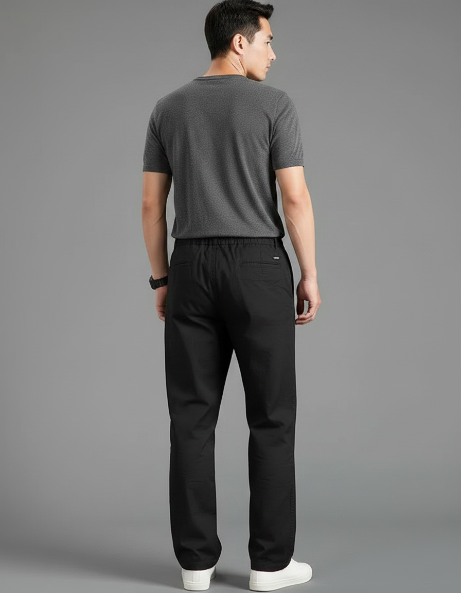 Pantalon Fluide Homme Noir Coupe Ample Viscose Été - Polyester - vue 2
