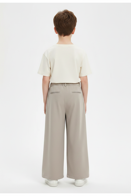 Pantalon Fluide Gris Ample Plissé Décontracté Enfant - Polyester - vue 2