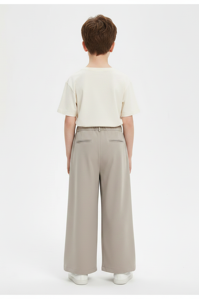 Pantalon Fluide Gris Ample Plissé Décontracté Enfant - Polyester - vue 2