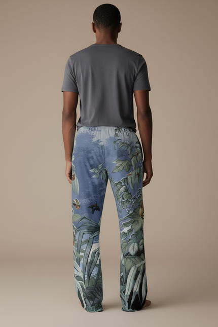 Pantalon Fluide Imprimé Tropical Ample Décontracté Homme - Viscose - vue 2