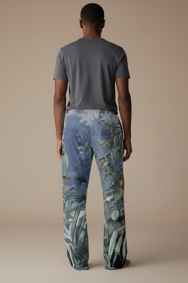 Pantalon Fluide Imprimé Tropical Ample Décontracté Homme - Viscose - vue 2