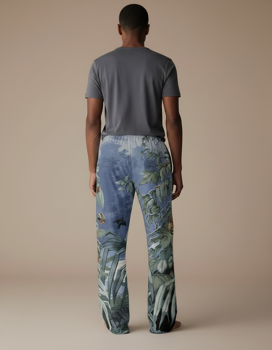 Pantalon Fluide Imprimé Tropical Ample Décontracté Homme - Viscose - vue 2