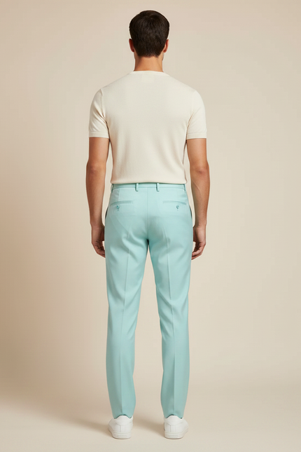 Pantalon Fluide Bleu Ciel Droit Décontracté Homme Élégant - Gabardine - vue 2