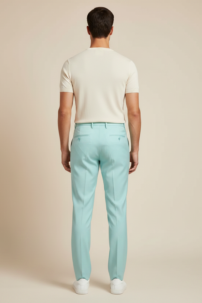 Pantalon Fluide Bleu Ciel Droit Décontracté Homme Élégant - Gabardine - vue 2