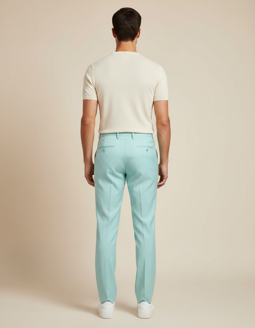 Pantalon Fluide Bleu Ciel Droit Décontracté Homme Élégant - Gabardine - vue 2