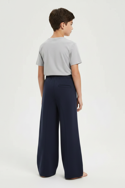 Pantalon Fluide Ample Bleu Marine Coton Garçon - Molleton - vue 2