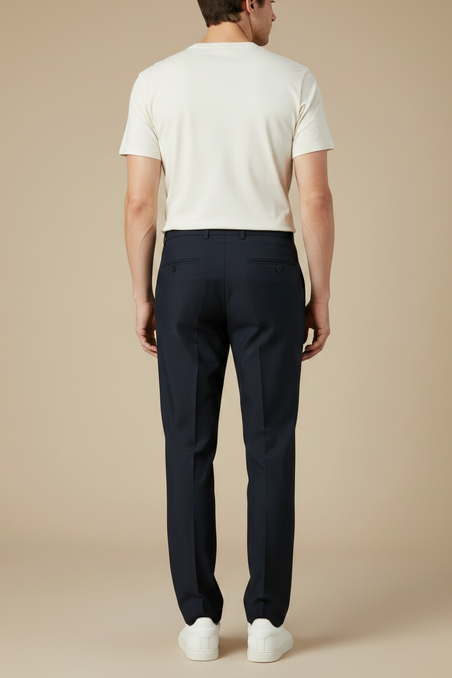 Pantalon Fluide Homme Bleu Marine Droit Extensible Élégant - Polyester - vue 2