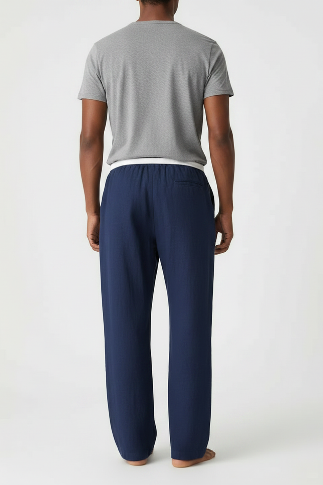 Pantalon Fluide Palmier - Marine Lin - vue 2