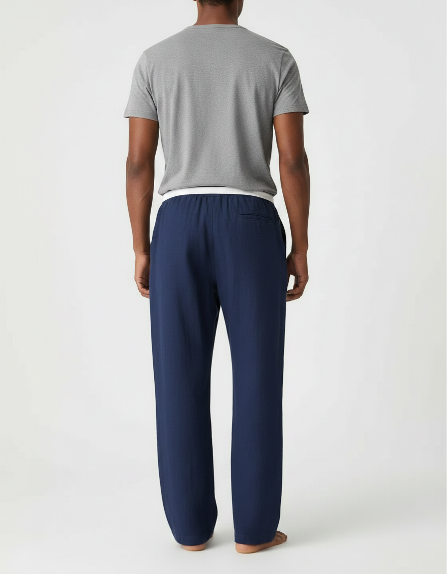 Pantalon Fluide Palmier - Marine Lin - vue 2