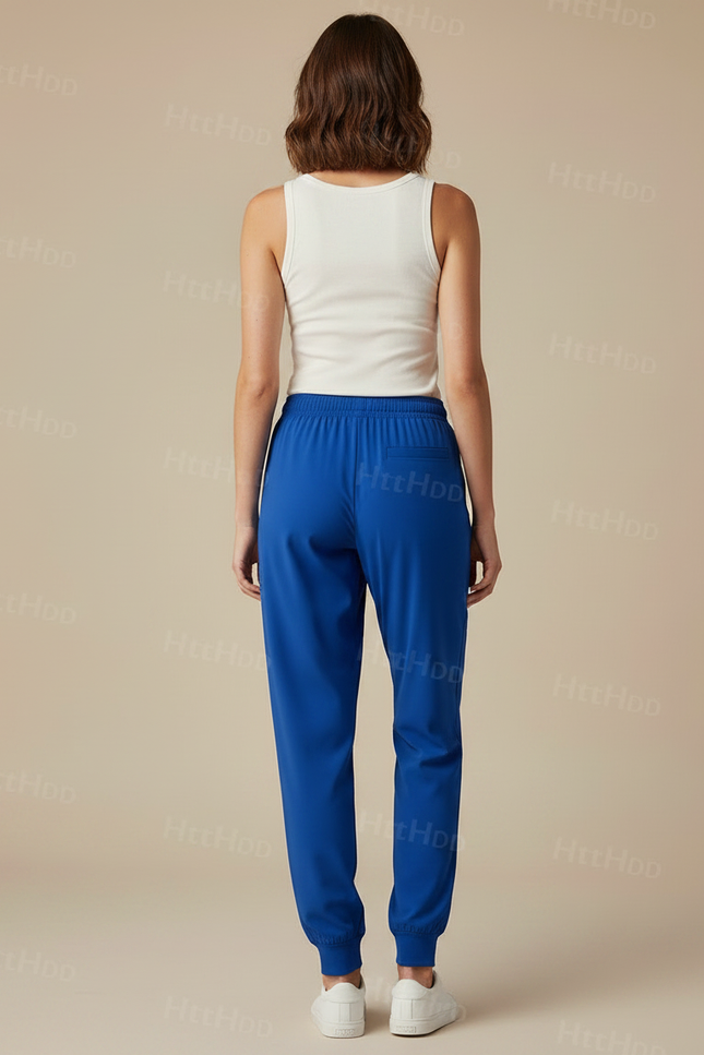 Pantalon Fluide Bleu Royal Jogger Décontracté Femme - Polyester - vue 2