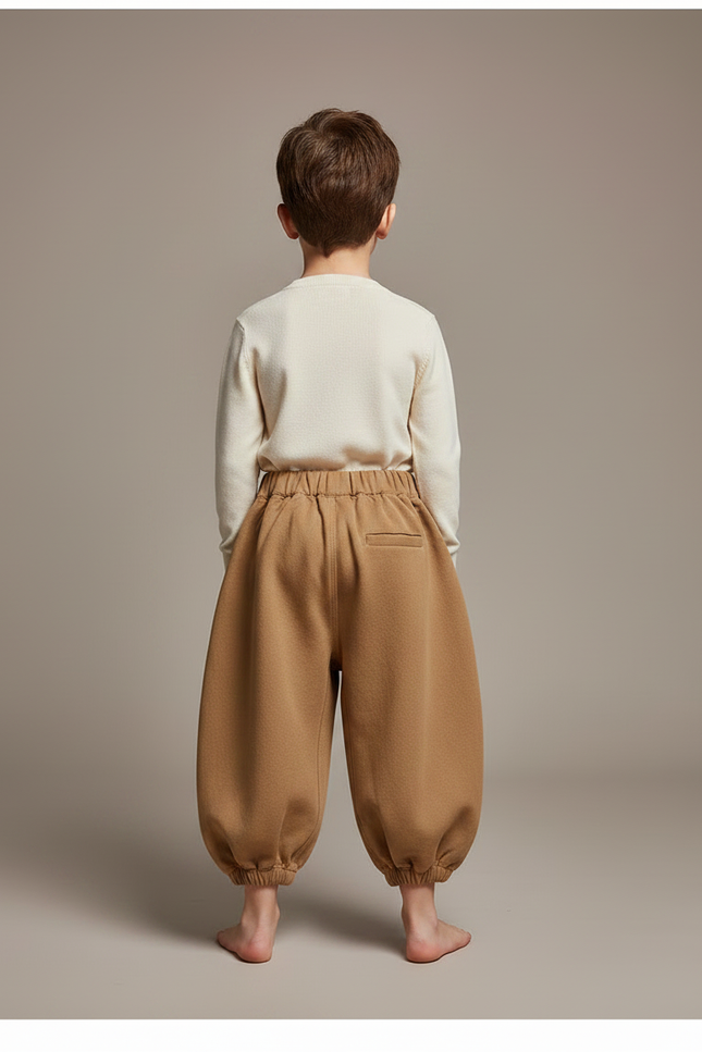 Pantalon Fluide Ample Marron Molleton Enfant - vue 2