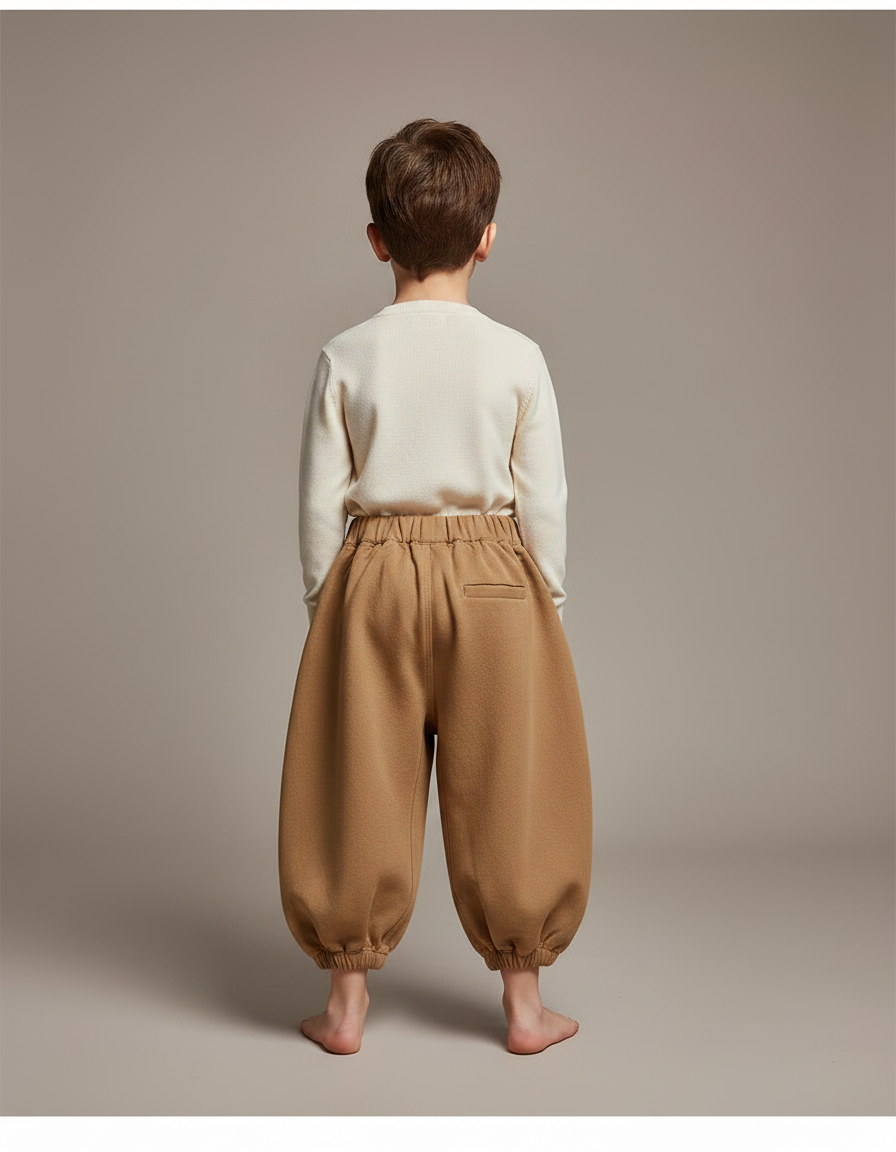 Pantalon Fluide Ample Marron Molleton Enfant - vue 2