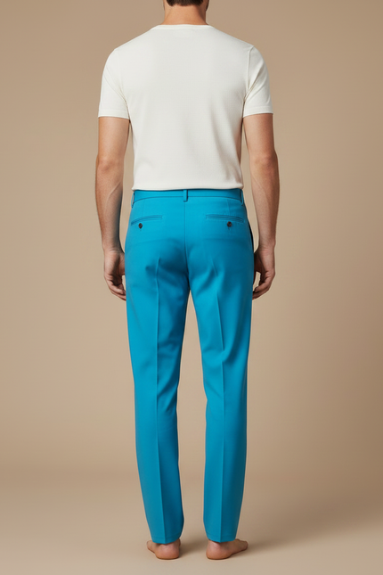 Pantalon Fluide Bleu Ciel Droit Élégant Homme - Polyester - vue 2