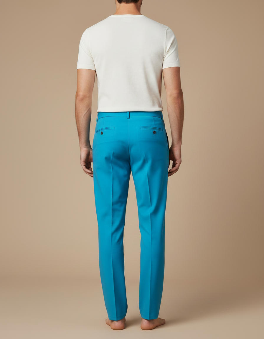 Pantalon Fluide Bleu Ciel Droit Élégant Homme - Polyester - vue 2