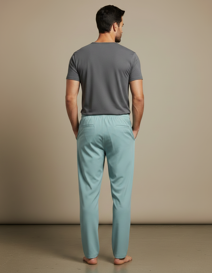 Pantalon Fluide Homme Bleu Ciel Ample Décontracté - Viscose - vue 2